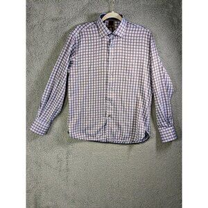 Visconti Black Shirt Medium Long Sleeve Button Up Flip Cuff Blue Brown Plaid